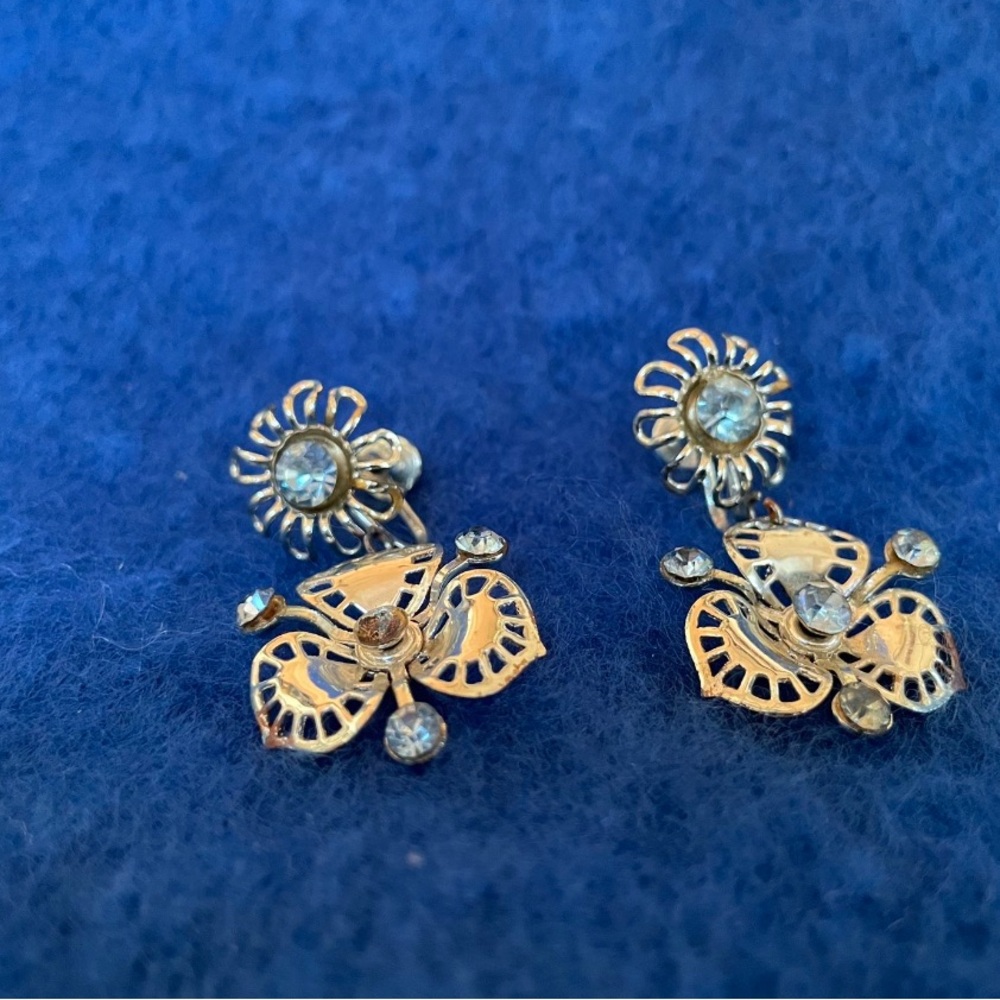 Elegant Gold and Silver Floral Earrings